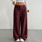 Pantaloni casual a vita alta e taglio ampio da donna