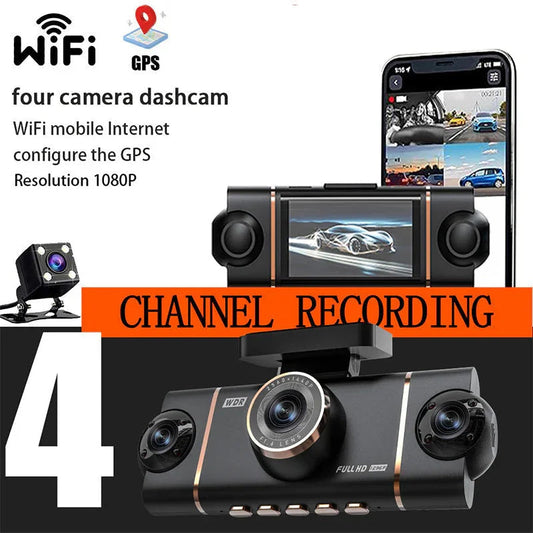 🏆Sconto del 50%!🚗Dashcam HD a 4 canali con registrazione anteriore, interna e posteriore🎥