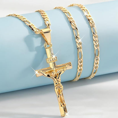 ⏰ BUY 1 GET 1 FREE!✝️Gold-Tone Crucifix Pendant Necklace