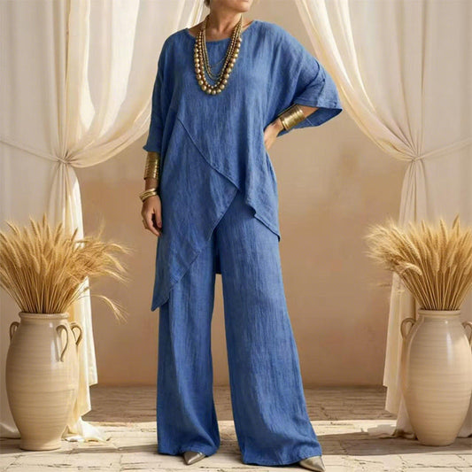 🔥🎁Nuovo arrivo 55% DI SCONTO💥Completo da donna a due pezzi dalla vestibilità ampia con top asimmetrico