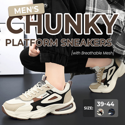 Sneakers da uomo con platform spesso e rete traspirante