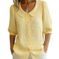 Camicia con collo retrò ricamato con fiori