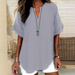 👚SCONTO DEL 61%! 🔥Top alla moda a maniche corte, ampio, con scollo a V profondo, orlo asimmetrico e tessuto leggero (5 colori, taglie dalla S alla 2XL) 🌸