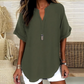 👚SCONTO DEL 61%! 🔥Top alla moda a maniche corte, ampio, con scollo a V profondo, orlo asimmetrico e tessuto leggero (5 colori, taglie dalla S alla 2XL) 🌸