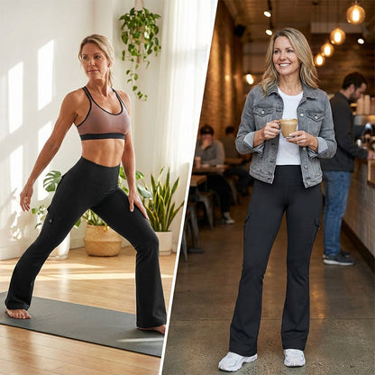 🌸👖Women's High-Waist Flare Yoga Cargo Trousers