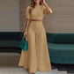 Completo Elegante con Top a Maniche a Sbuffo e Pantaloni Palazzo