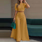 Completo Elegante con Top a Maniche a Sbuffo e Pantaloni Palazzo
