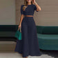 Completo Elegante con Top a Maniche a Sbuffo e Pantaloni Palazzo