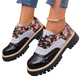 Scarpe Brogue Platform da Donna con Stampa Floreale