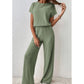 Completo da Donna in Maglia a Costine con Top e Pantaloni a Gamba Larga