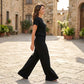 Completo da Donna in Maglia a Costine con Top e Pantaloni a Gamba Larga