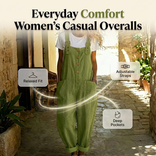 👖SCONTO DEL 64% ORA! 🌿 Salopette casual da donna con bottoni sul davanti – Spalline regolabili, tessuto traspirante e vestibilità comoda ✨