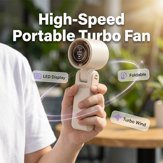 Ventilatore portatile a mano con display digitale LED - Rinfrescatevi sempre e ovunque