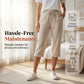 Pantaloni capri da donna casual in cotone e lino