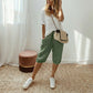 Pantaloni capri da donna casual in cotone e lino