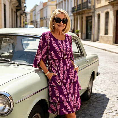 Elegante abito midi a balze con motivo floreale 🔥 Offerta a tempo limitato | Moda di tendenza 🔥