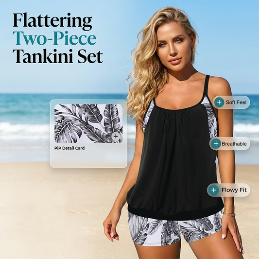 🎉 2026 Sale — Over 32,300 Sold 💨 Plus Size Friendly Tankini & Boyshort Swim Set – Quick Dry Beach Swimwear 🏊‍♀️