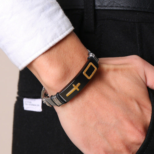 ✝️ PROMOZIONE A TEMPO LIMITATO: SCONTO DEL 50%! ✨ Bracciale da uomo con croce in acciaio inossidabile – Resistente e regolabile ✨