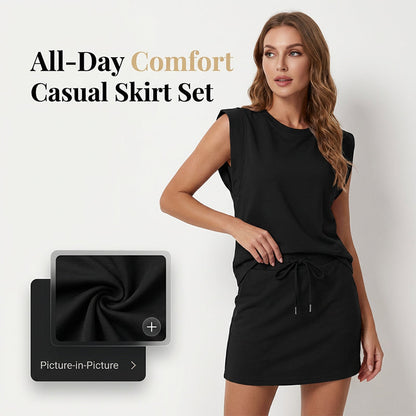 🌺🔥 SCONTO DEL 61% ⏰ Completo moderno da donna – top senza maniche e gonna con cordoncino ✨ leggero, elegante e perfetto per l'estate ☀️