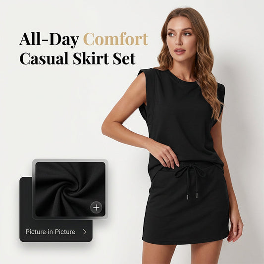 🌺🔥 SCONTO DEL 61% ⏰ Completo moderno da donna – top senza maniche e gonna con cordoncino ✨ leggero, elegante e perfetto per l'estate ☀️