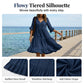 Abito midi da donna con scollo a V, nappine e gonna a balze