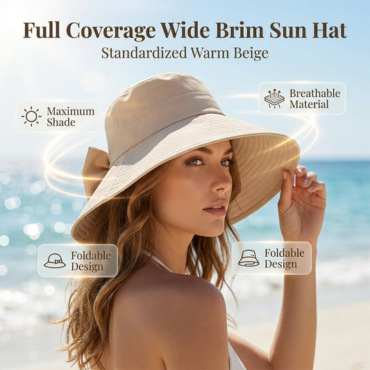 Cappello da donna con fiocco e tesa larga per proteggersi dal sole