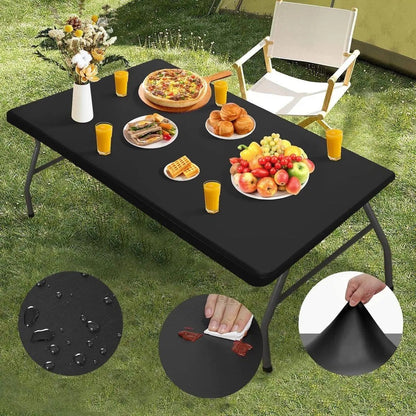 📏 Copertura estensibile per tavolo – Adatta per tavoli da 4ft, 6ft e 8ft! ✨ Facile da applicare, impermeabile e resistente al vento – perfetta per interni ed esterni. 🍽️💧