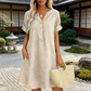 Abito a tunica casual da donna con scollo a V e tasche