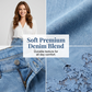 Gonna da donna in denim aderente con finiture in pizzo traforato.