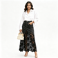 Gonna da donna in denim aderente con finiture in pizzo traforato.