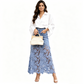 Gonna da donna in denim aderente con finiture in pizzo traforato.