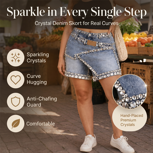 Women's Rhinestone Layered Denim Skort