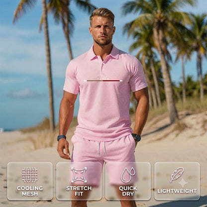 👕☀️ OFFERTA LAMPO SCONTO DEL 50%! Completo da uomo composto da polo e pantaloncini – Tessuto in poliestere traspirante, colletto classico, elastico in vita, 10 colori, taglie dalla S alla 4XL ✨