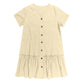Abito da donna con annodatura, abito estivo ampio in cotone e lino, con orlo a balze, abito casual a maniche corte