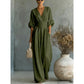 Women's V-Neck High Waist Wide Leg Jumpsuit