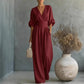Women's V-Neck High Waist Wide Leg Jumpsuit