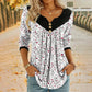 T-shirt da donna a maniche lunghe con scollo a V e stampa.