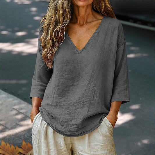🔥Hot Sale 50% OFF🔥Spring-Summer Essential! Breathable V-Neck 3/4 Sleeve Blouse