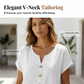 Maglietta casual da donna con scollo a V e bottoni