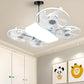 Ventilatore a 3 velocità con attacco E27, modello drone, con luce e telecomando.