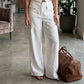 Pantalon ample décontracté en coton et lin pour femme