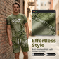 👕 Set T-Shirt e Pantaloncini da Uomo con Stampa Denim Finto 🧢