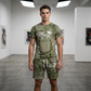 👕 Set T-Shirt e Pantaloncini da Uomo con Stampa Denim Finto 🧢