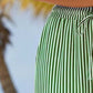 Pantaloni a zampa a righe in cotone e lino da donna con tasche