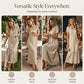 🔥-50% 👗 Abito lungo da donna con scollo a V, maniche corte, tessuto leggero e strutturato, taglio ampio e fluido