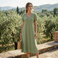 🔥-50% 👗 Abito lungo da donna con scollo a V, maniche corte, tessuto leggero e strutturato, taglio ampio e fluido