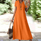 🔥-50% 👗 Abito lungo da donna con scollo a V, maniche corte, tessuto leggero e strutturato, taglio ampio e fluido