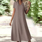 🔥-50% 👗 Abito lungo da donna con scollo a V, maniche corte, tessuto leggero e strutturato, taglio ampio e fluido