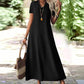 🔥-50% 👗 Abito lungo da donna con scollo a V, maniche corte, tessuto leggero e strutturato, taglio ampio e fluido
