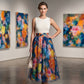 ⌛Limited-Time Offer-Women's Watercolor Floral Print Tulle Midi Skirt